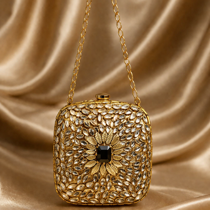 Kundan Bug Box Clutch – Antique Handcrafted Evening Bag
