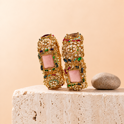 Afsana Rectangular Stone Bangles (Pair)