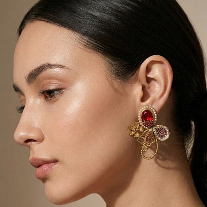 Azure Garden Pearl Studs - Riwaaj