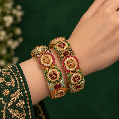 Rang Mahal Multicolour Medallion Bangles (Pair)