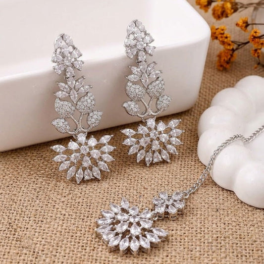 Crystal Blossom Earrings & Teeka - Riwaaj