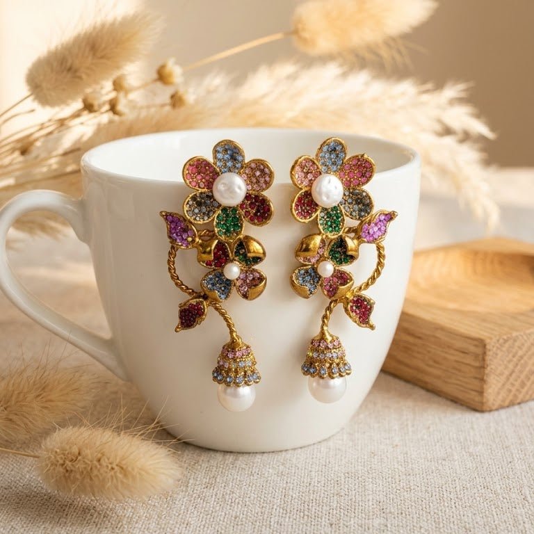 Secret Garden Floral Cascade Earring - Riwaaj