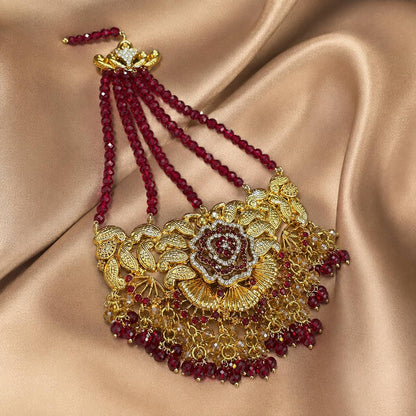 Gulrukh Ruby Floral Kundan bridal jhoomar solo product shot