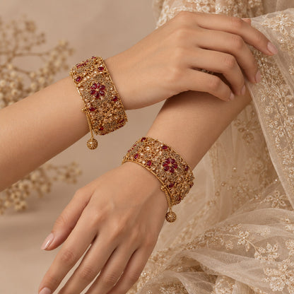 Mehr Floral Filigree Bangles (Pair)