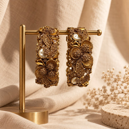 Zehra Floral Filigree Bangles (Pair)