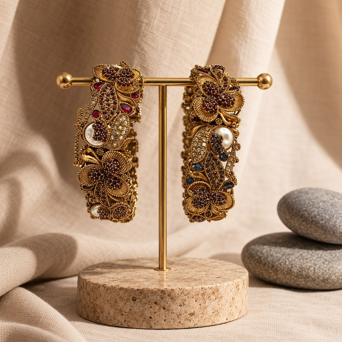 Zehra Floral Filigree Bangles (Pair)