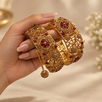 Mehr Floral Filigree Bangles (Pair)