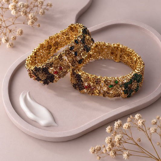 Gulshan Multicolour Floral Bangles (Pair)