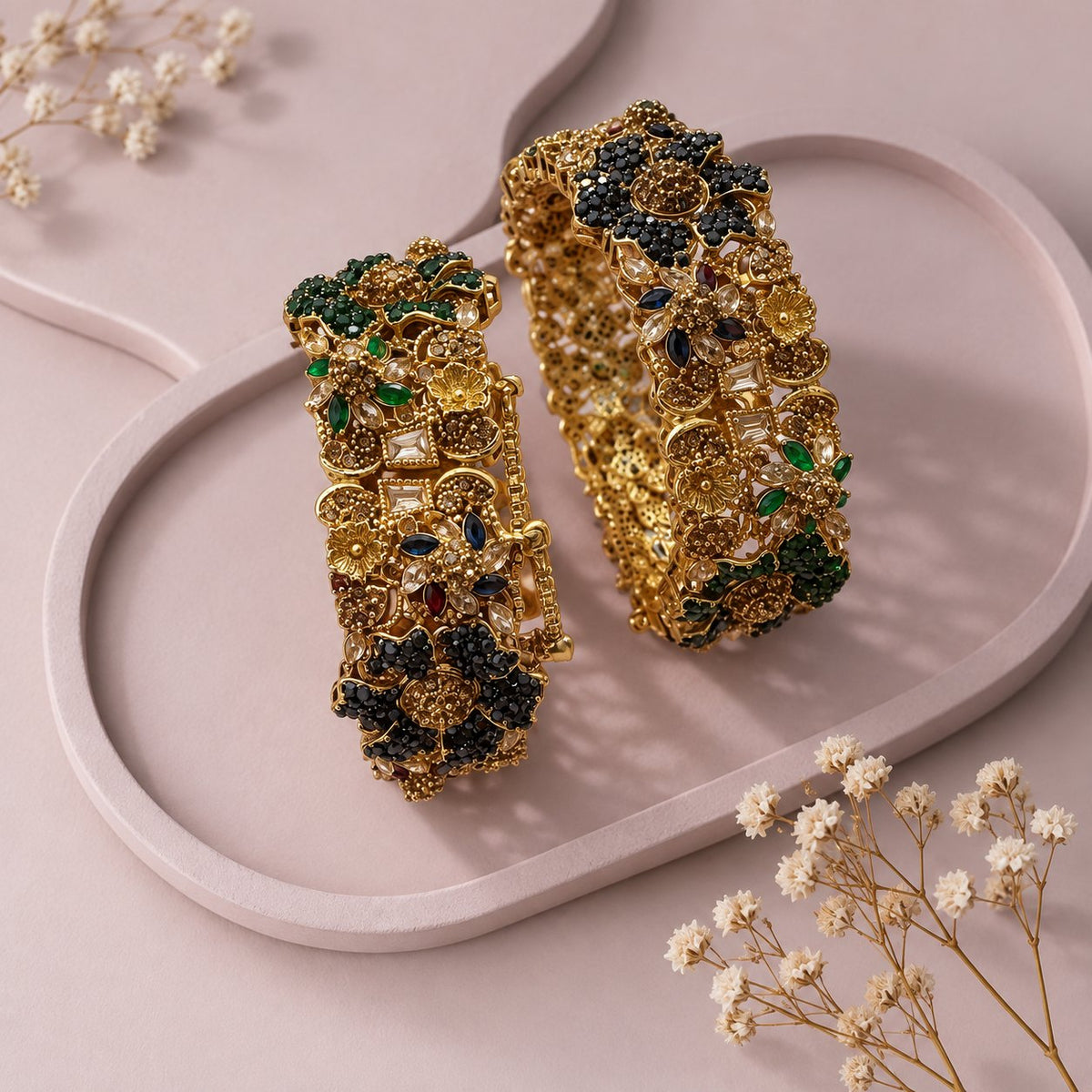 Gulshan Multicolour Floral Bangles (Pair)