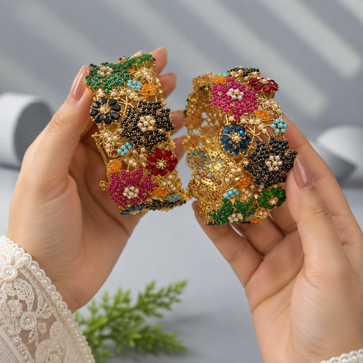 Gulposh Multicolour Floral Bangles (Pair)