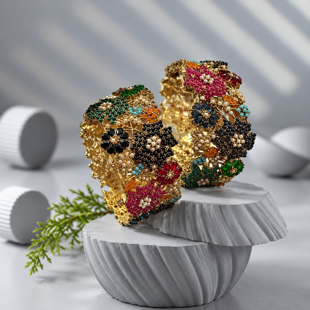Gulposh Multicolour Floral Bangles (Pair)