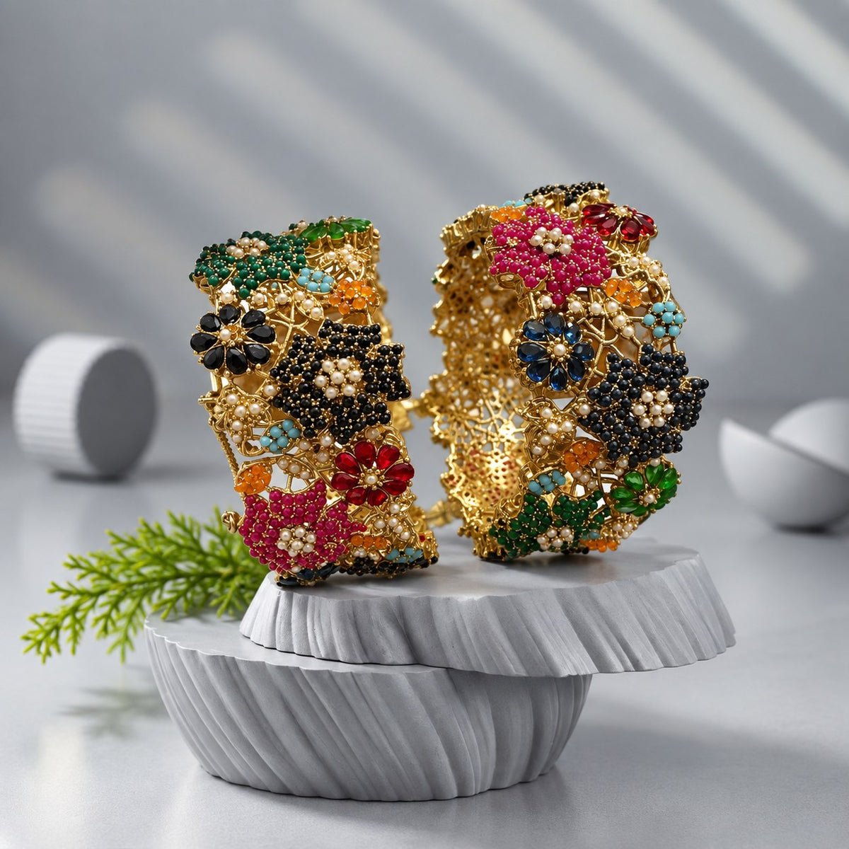 Gulposh Multicolour Floral Bangles (Pair)