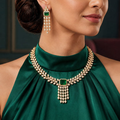 Crystal Pavé Gemstone Necklace Set
