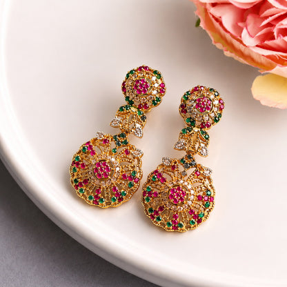 Floral Round Drop Earrings