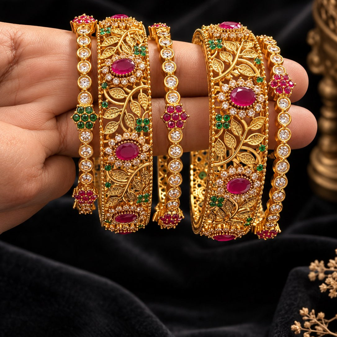 Noor-e-Zevar Floral Vine Five-Piece Bangle Set
