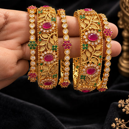 Noor-e-Zevar Floral Vine Five-Piece Bangle Set
