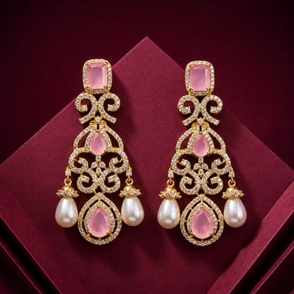 Pink Pearl Drop Earrings