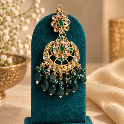 Mehrunisa Polki Kundan Grand Bridal Choker Set Green