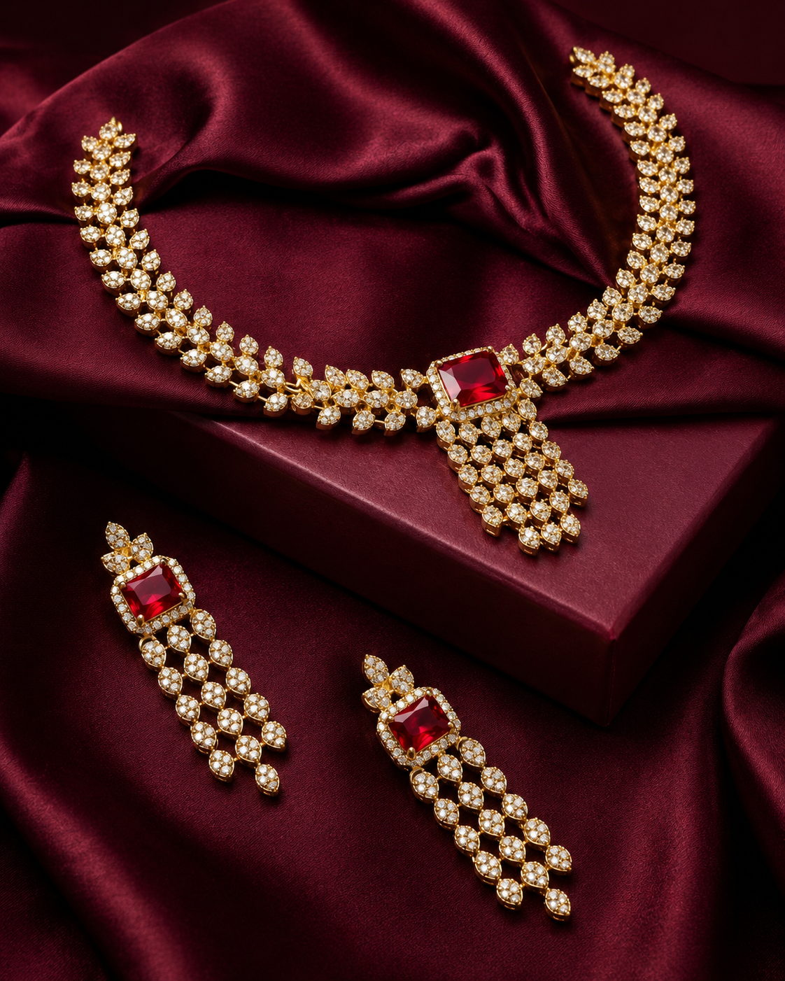 Crystal Pavé Gemstone Necklace Set