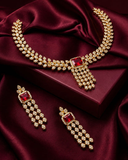 Crystal Pavé Gemstone Necklace Set