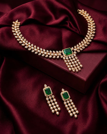 Crystal Pavé Gemstone Necklace Set