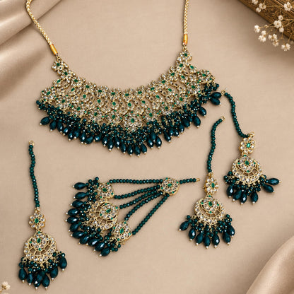 Mehrunisa Polki Kundan Grand Bridal Choker Set Green