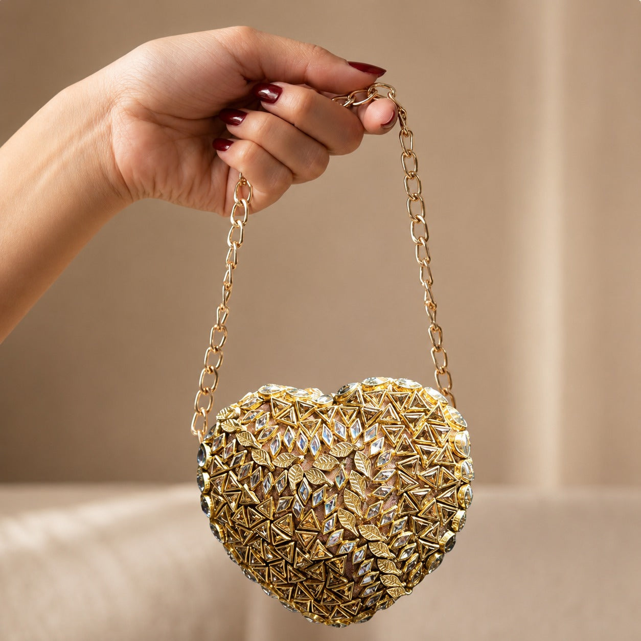 Enchanted Blossom – Bridal Evening Bag with Chain