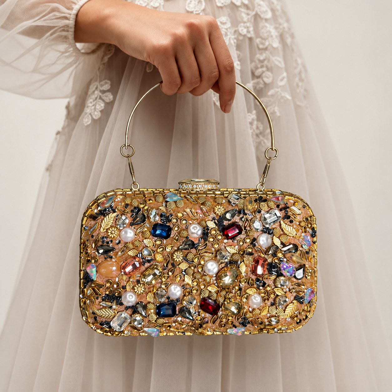Ophelia Baroque Clutch – Bridal Evening Bag with Handle