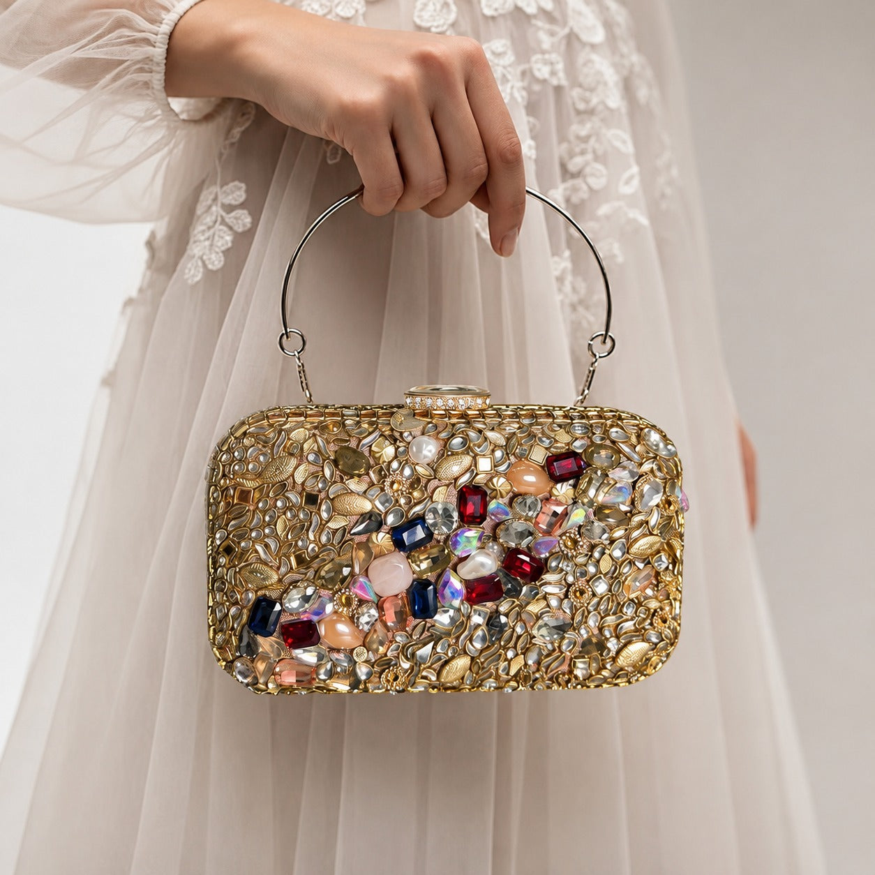 Ophelia Baroque Clutch – Bridal Evening Bag with Handle