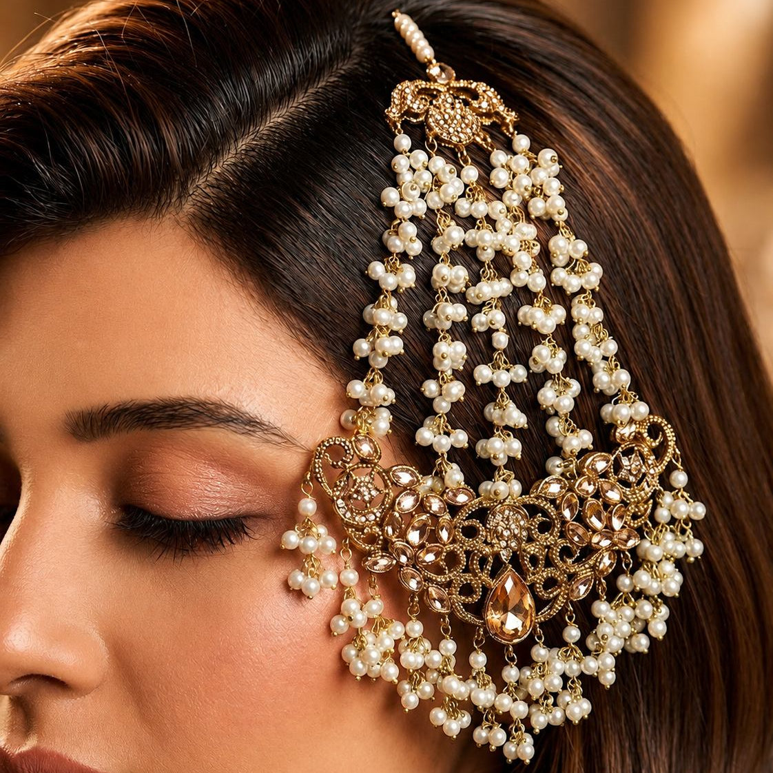 Rose Gold Pearl Bridal Jewellery Set