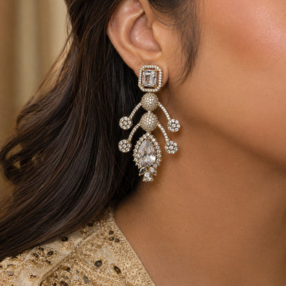 Gold Crystal Pear Drop Necklace Set