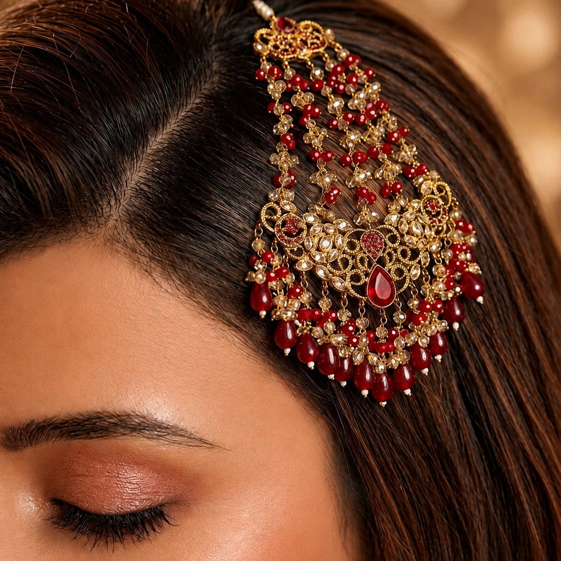 Shehzaadi Ruby Kundan Bridal Jewellery Set