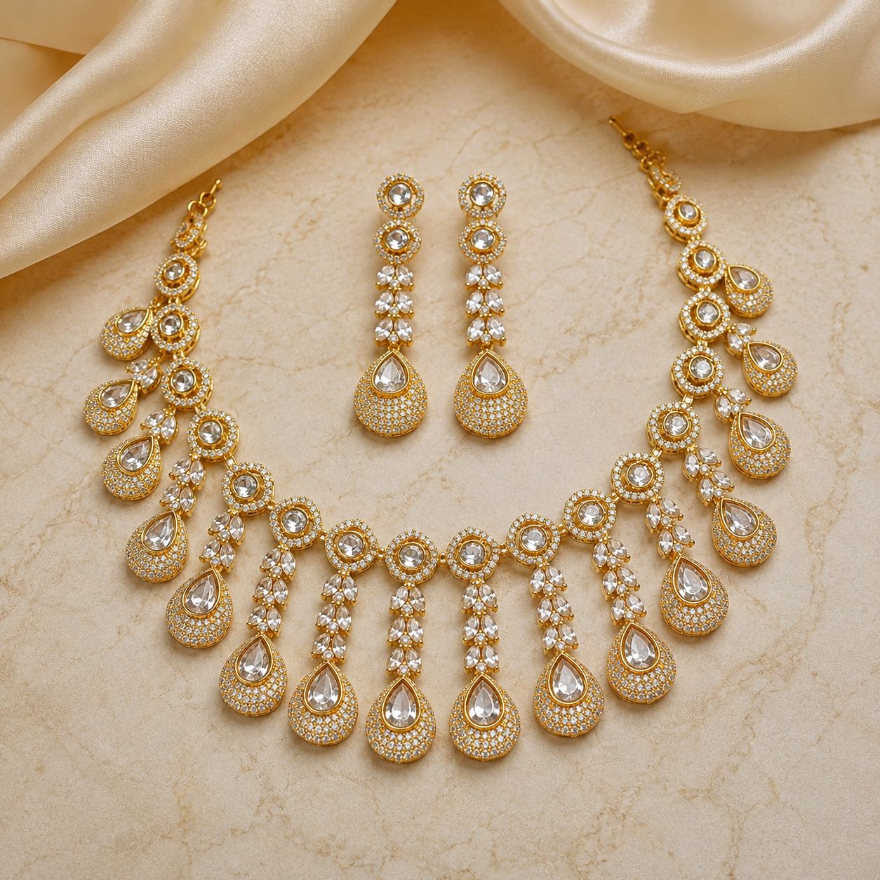 Sunehri Teardrop Necklace Set