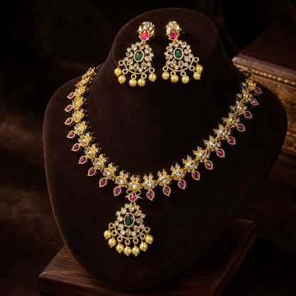Floral Kundan Pearl Statement Set