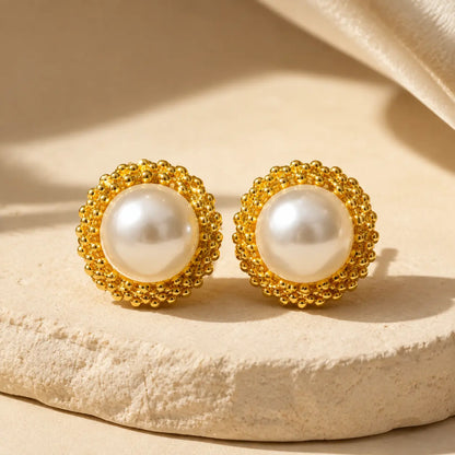 Meher pearl halo stud earrings product view