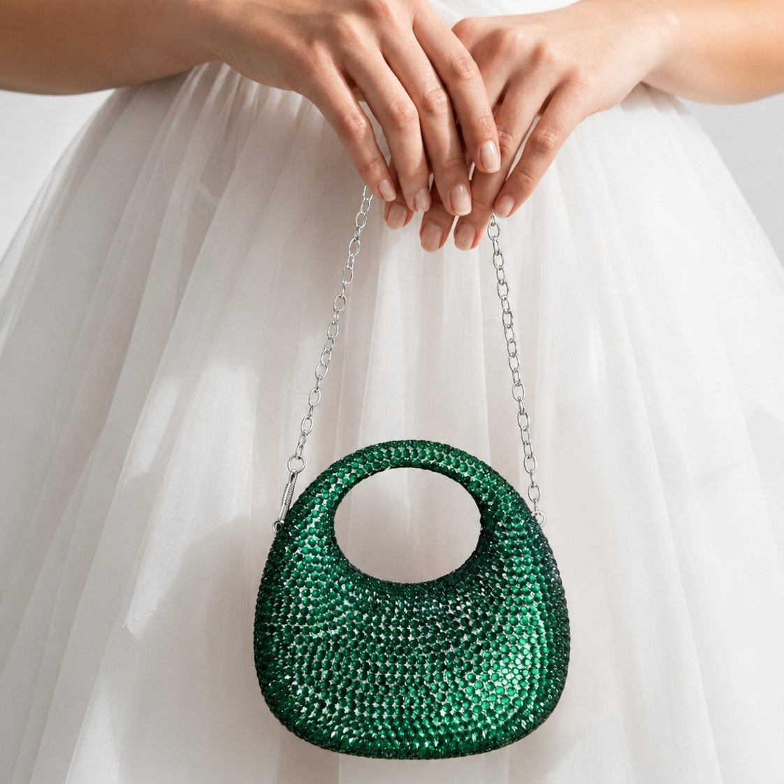 Emerald Green Crystal Dome Mini Bag