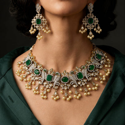 Royal Peacock Gemstone Choker Set