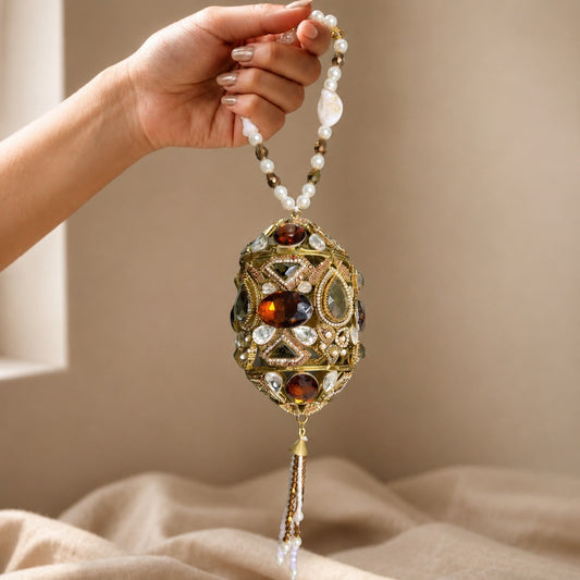 Amber & Smoky Crystal Oval Egg Bridal Bag