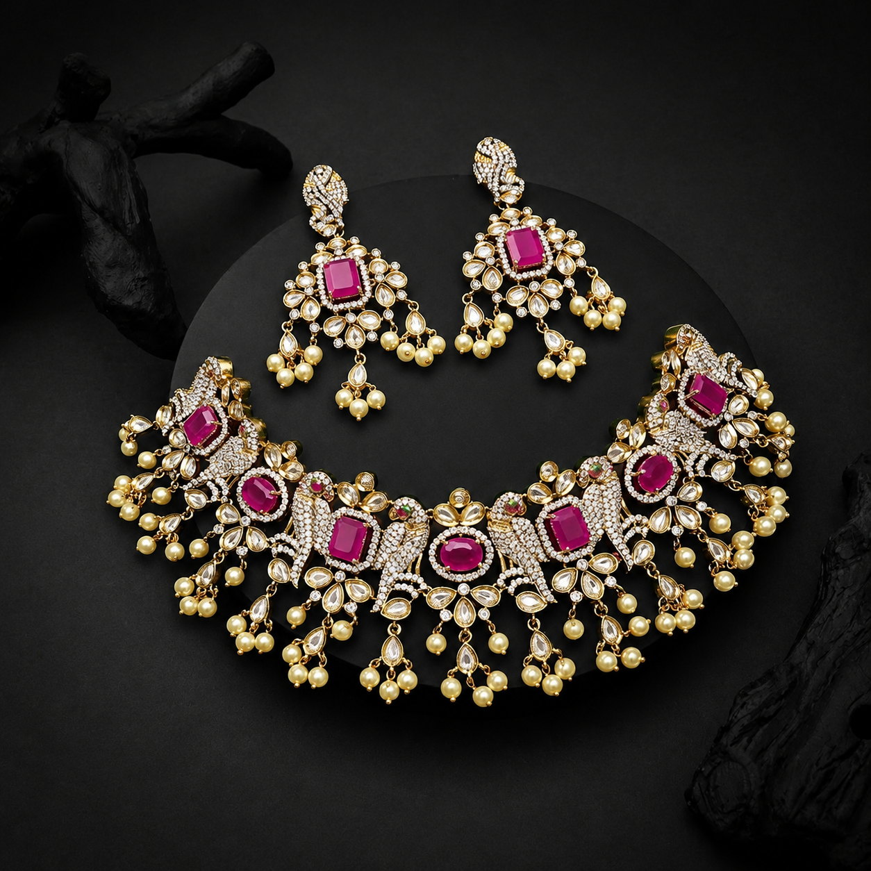 Royal Peacock Gemstone Choker Set