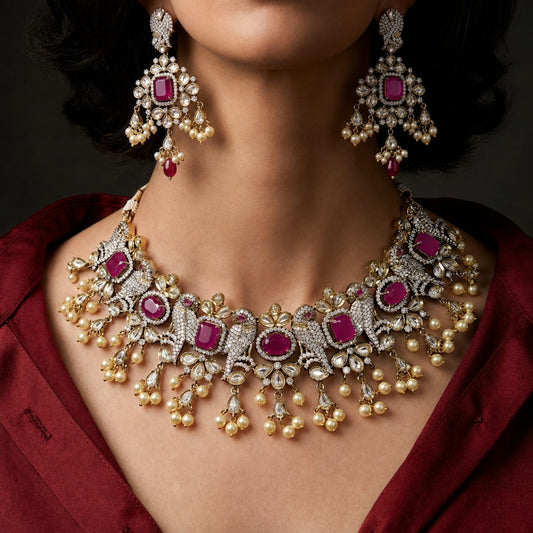 Royal Peacock Gemstone Choker Set