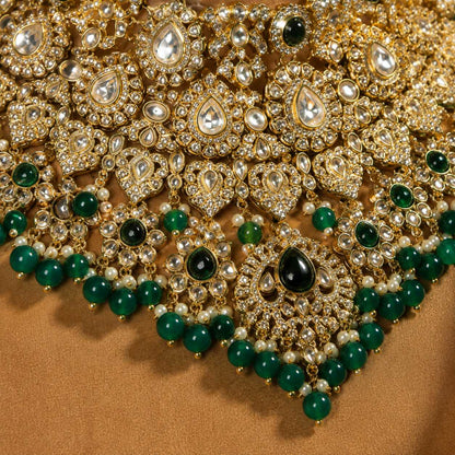 Shahi Noor Emerald Polki Kundan bridal necklace solo product shot