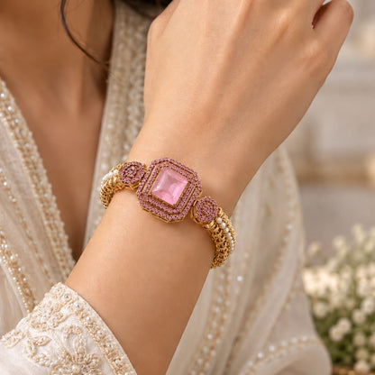 Rang-e-Noor Rectangular Stone Cuff Bangle