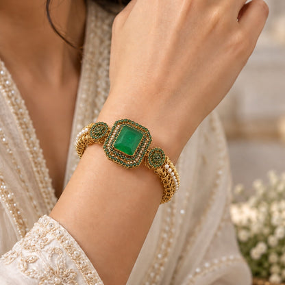 Rang-e-Noor Rectangular Stone Cuff Bangle