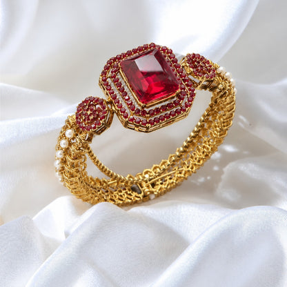 Rang-e-Noor Rectangular Stone Cuff Bangle