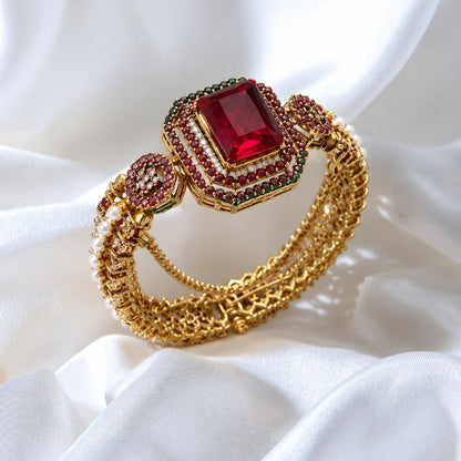 Rang-e-Noor Rectangular Stone Cuff Bangle
