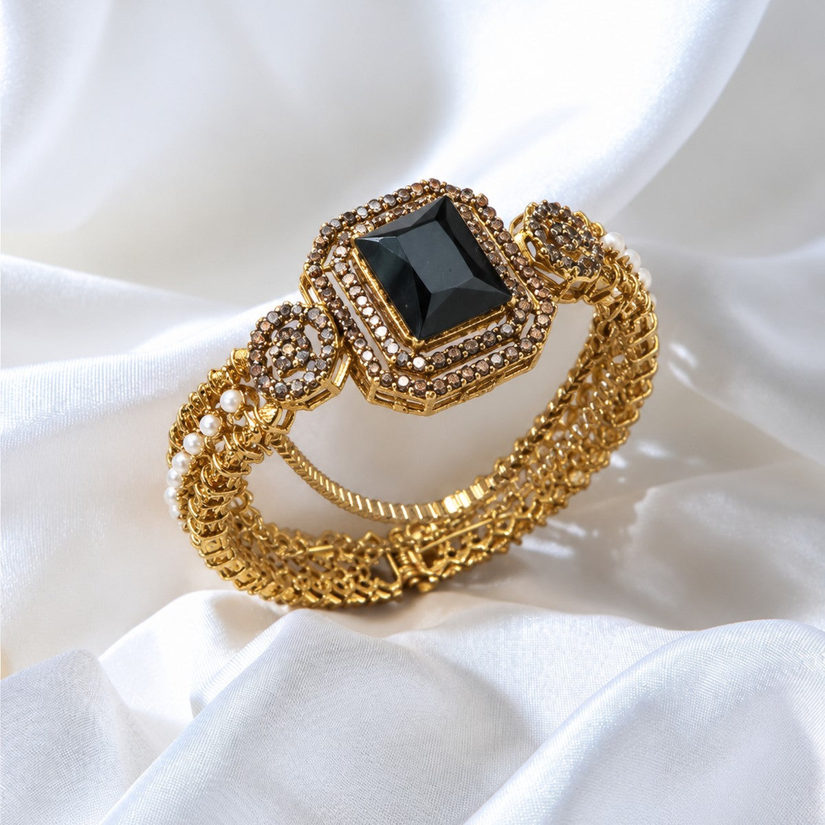 Rang-e-Noor Rectangular Stone Cuff Bangle