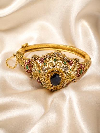 Shehzadi Filigree Gemstone Bangle – Blue solo view 6