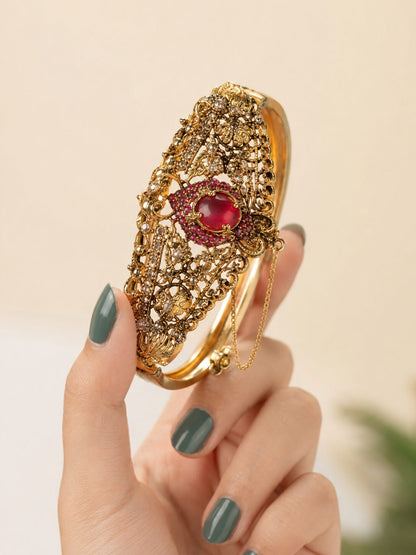 Shehzadi Filigree Gemstone Bangle – Ruby model view 2