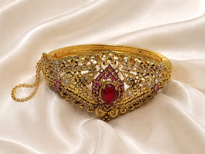 Shehzadi Filigree Gemstone Bangle – Ruby solo view 6