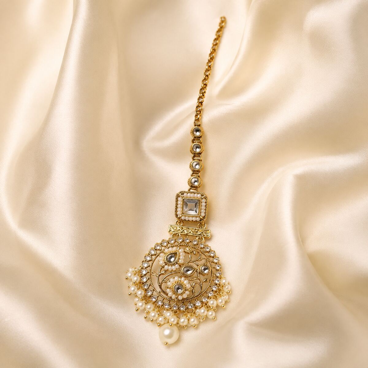 Meherbano Goddess Kundan Teeka - Pearl 2